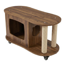 Ezra Oval Coffee Table with Cat House & Scratching Post